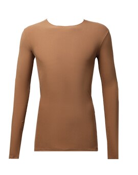 Ropa de baile latino para hombre, camisas suaves y cálidas ajustadas de cuello redondo, ropa de práctica, vestidos de competición de salón Latino SL4435: Khaki / XL