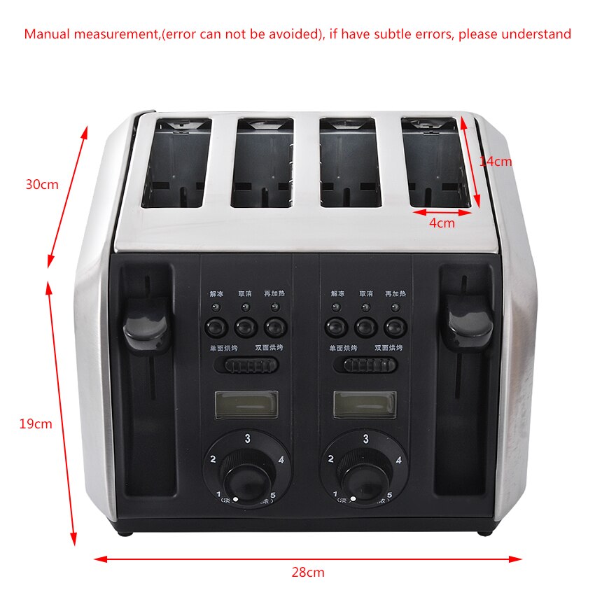 Stainless Steel Bread Baking Oven Machine Single/Double Bread Side Electric Toaster Automatic Breakfast Toast Sandwich Maker