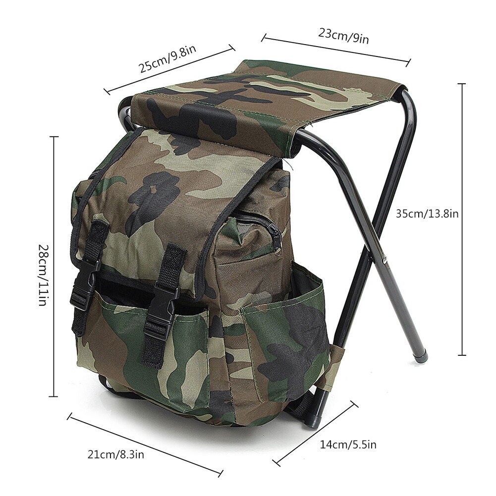 2 In 1 Folding Fishing Chair Bag Fishing Backpack Chair Stool Convenient Wear-Resistantv For Outdoor Hunting Climbing Equipment