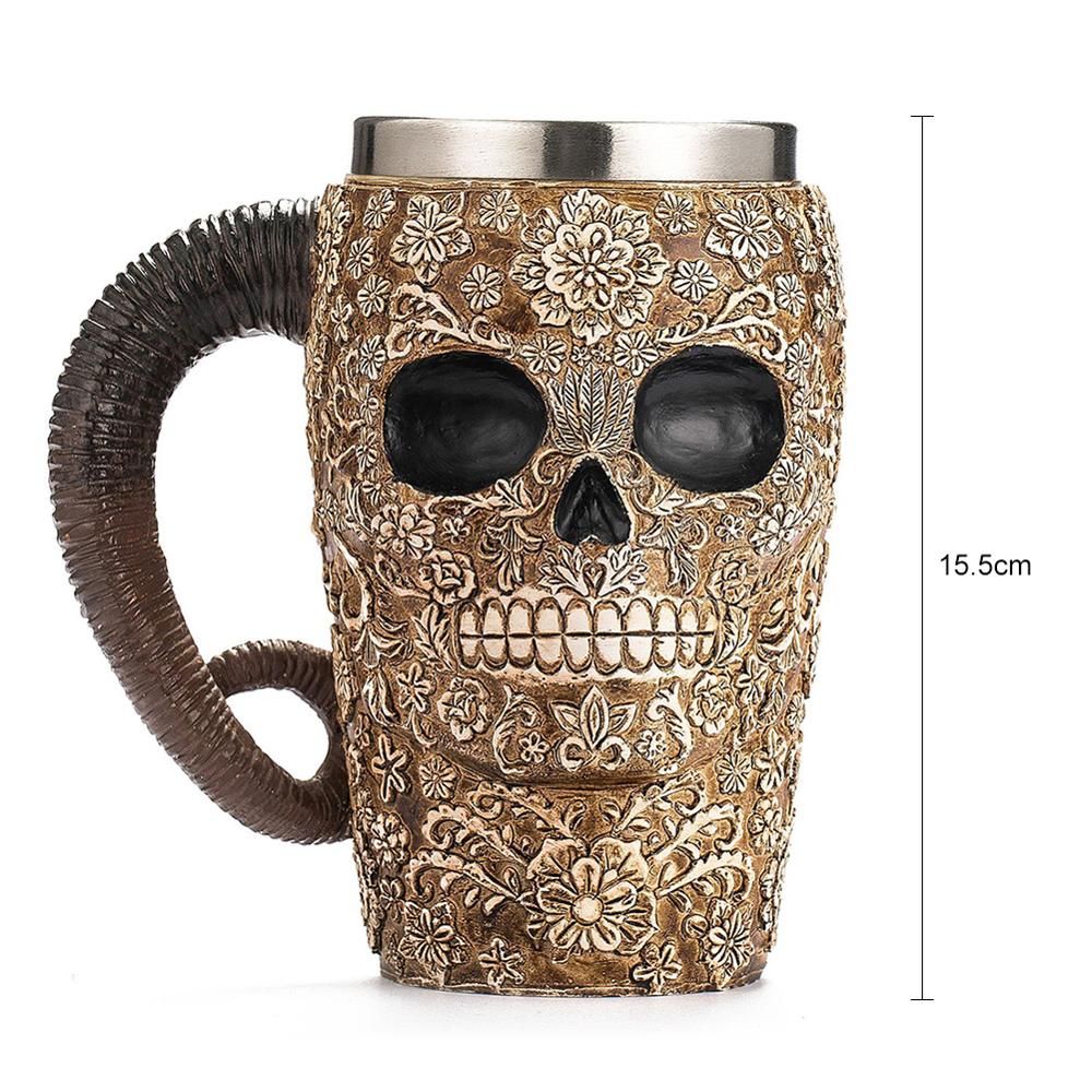 Viking Wood style Beer Mug Double Wall Insulated Beer Cup Wine Tumbler Tea Milk Coffee Cup Bar Drinking Christmas: C
