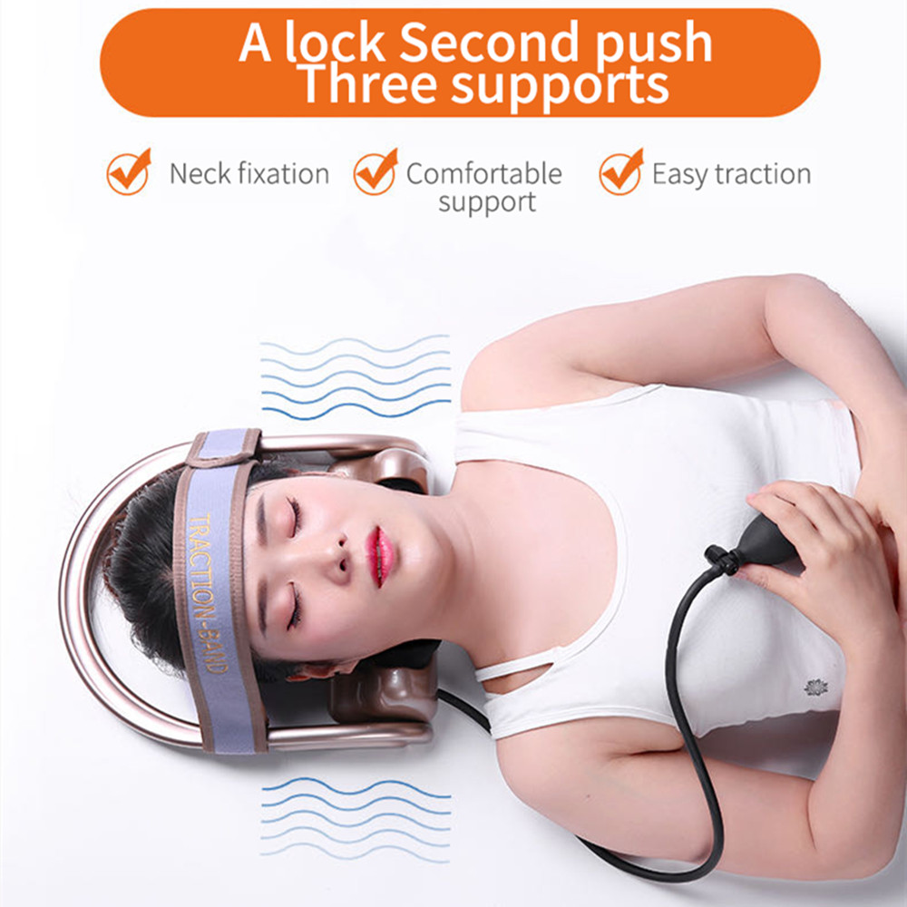 Cervical Neck Traction Device Chronic Neck Pain Relief Muscle Relax Pillow with Air Massager Neck Curve Correct Neck Stretcher