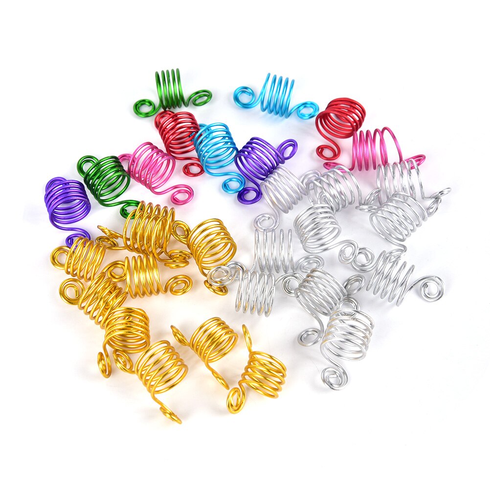 10pcs Lente Haar Ringen Van Dreadlocks Haar Accessoires Kralen Voor Dreads Vlecht Kralen Voor Vrouwelijke Gouden Spiraal Haar Vlechten