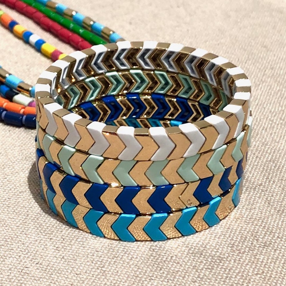 Pulsera Shinus Arrow para hombre, cuentas de azulejos esmaltados, Pulseras para Mujer, Pulseras bohemias para Mujer , brazaletes para Mujer, joyería, brazalete hecho a mano