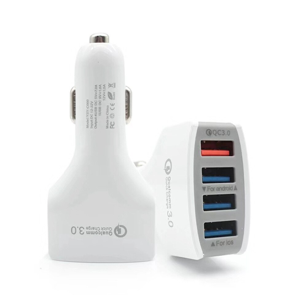 Novedad de , cargador para coche 4 USB QC 3,0, carga rápida 3,0, Cargador rápido para teléfono móvil, Cargador rápido para coche con 4 puertos USB, cargador portátil para coche