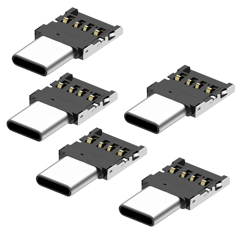 5 stk ultra mini type-c usb-c til usb 2.0 otg adapter til mobiltelefon tablet & usb kabel & flash disk: Default Title