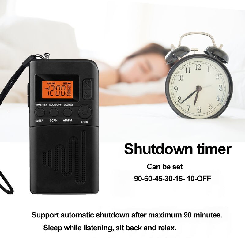 Mini Radio FM AM portátil con pantalla Digital LCD, altavoz de Radio con conector para auriculares de 3,5mm, 2 pilas AAA, fuente de alimentación (no incluidas)