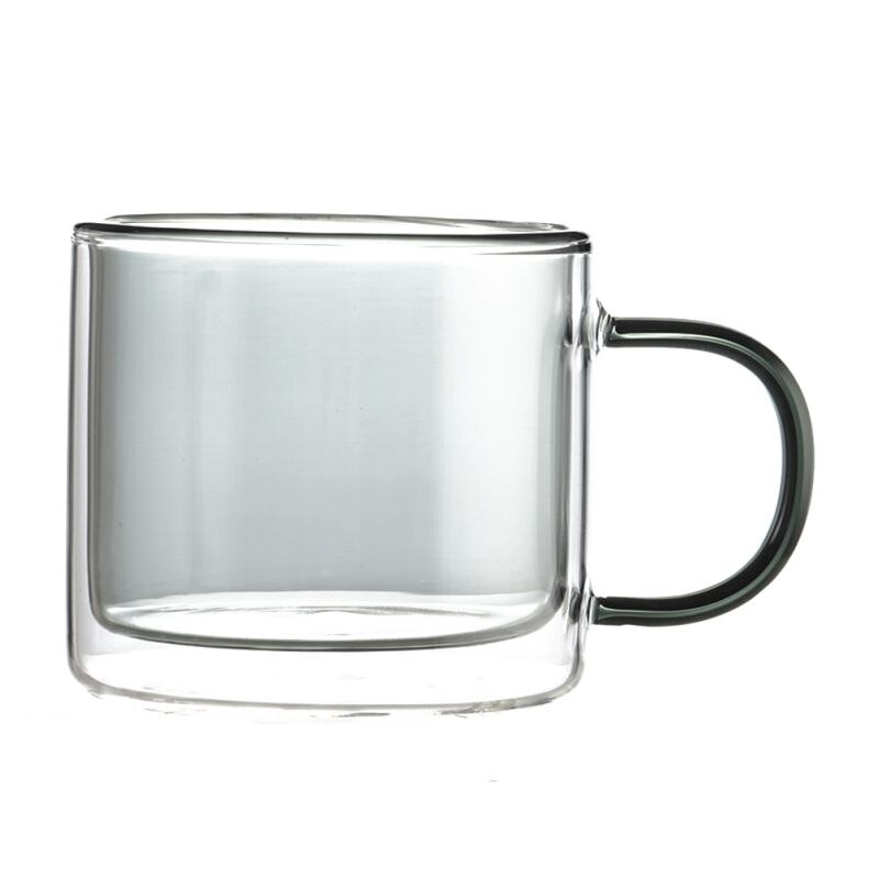 250ml Glass Mug Breakfast Milk Coffe Cup Household Double Wall Water Cup Transparent Couple Drinkware: Light Grey