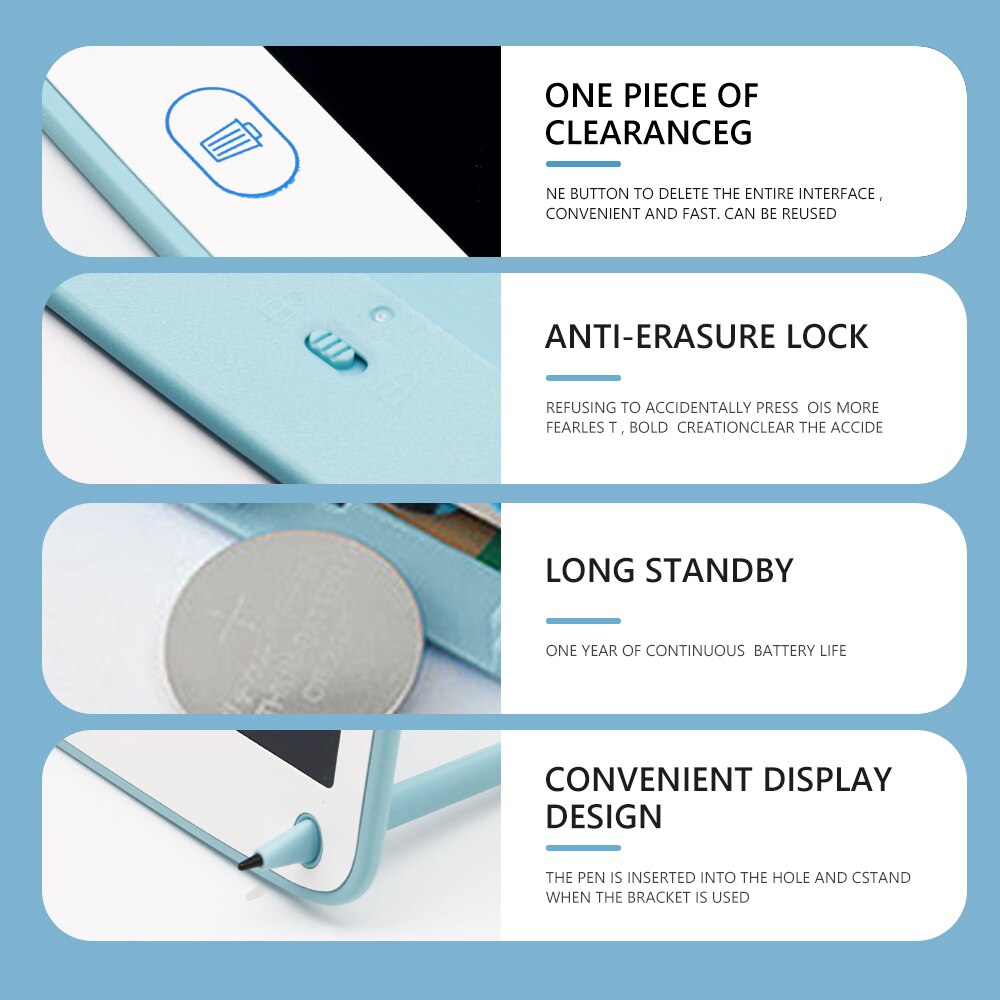 10'' Inch Graphics Tablet Lcd Writing Tablet For Kids Child Drawing Tablet Drawing Board Sketchpad Blackboard Digital Whiteboard