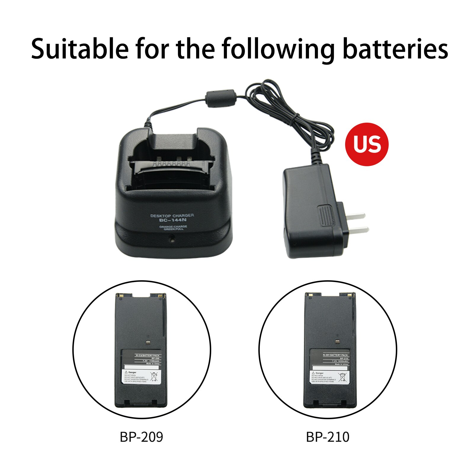 BC-144N Desktop Rapid Charger for Icom BP-209N BP-210N IC-A6 IC-A24 IC-F4GT IC-F30GT IC-F11