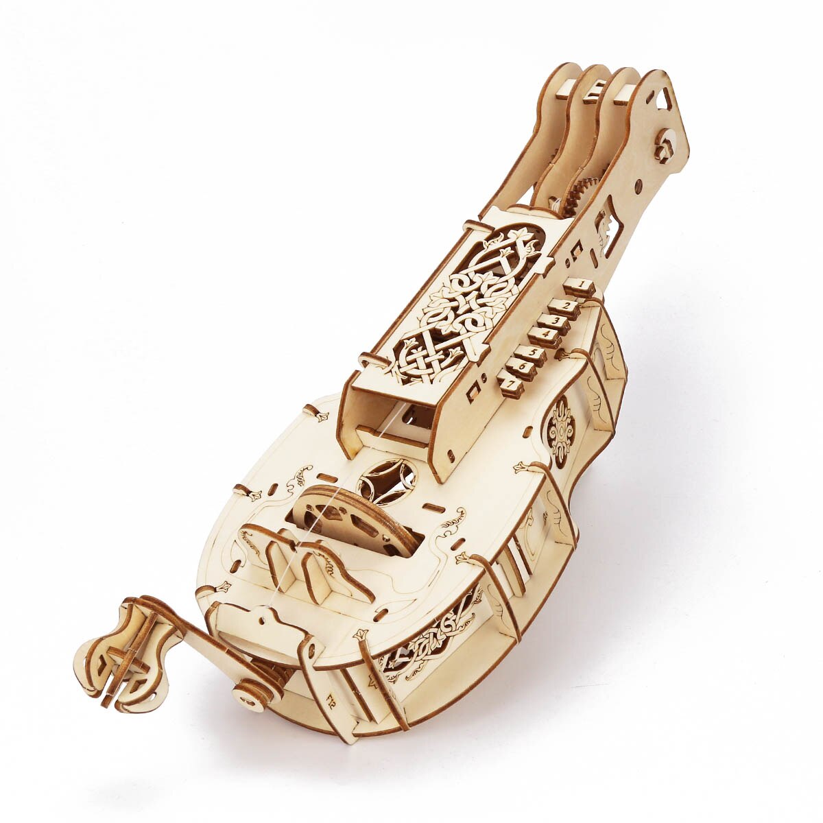 Hurdy Gurdy Mechanical Model DIY Musical Instrument 3D Wooden Puzzle Building Kits Birthday For Adults and Kids