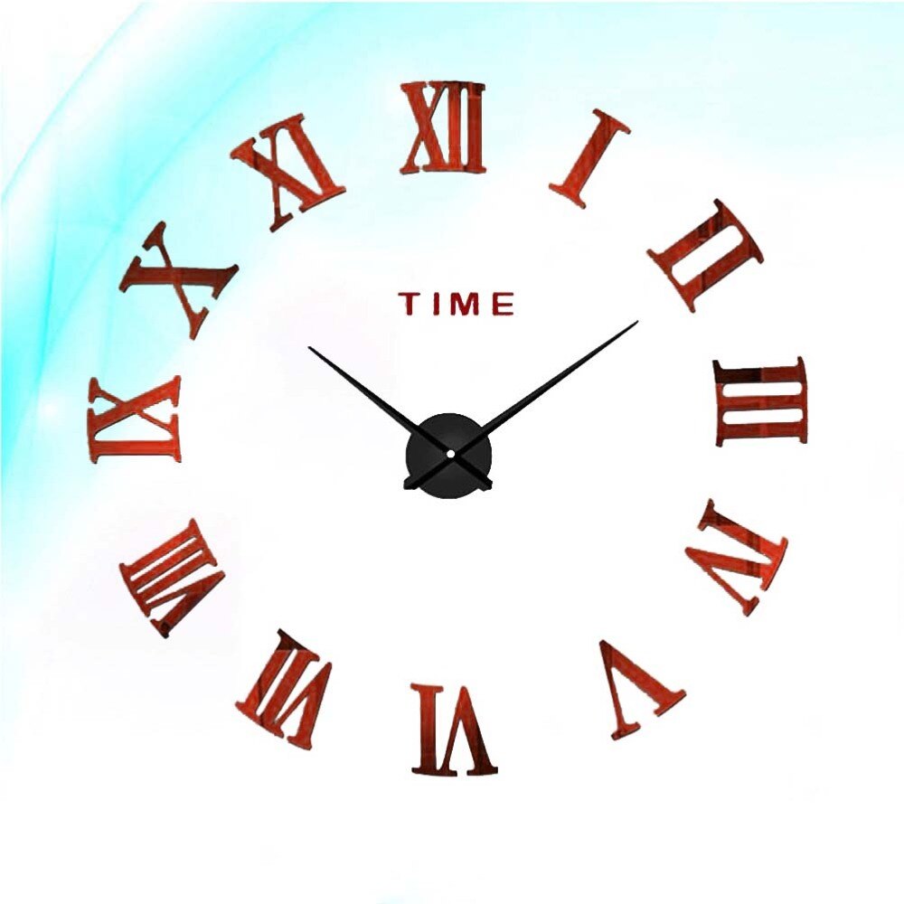Foreign Trade Best-selling Oversized Wall Clock Acrylic Mirror Surface Oversized Wall Clock Digital Oversized Wall Clock 3D Thre: Red