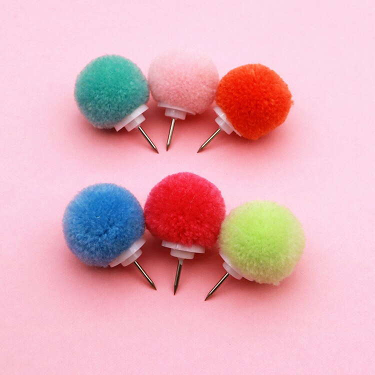 50pcs Decorative Standard Pin Cute Fur Ball Thumbtack Decorative Thumbtack Pushpins INS Decorative Painting Pin Push Pins Tacks