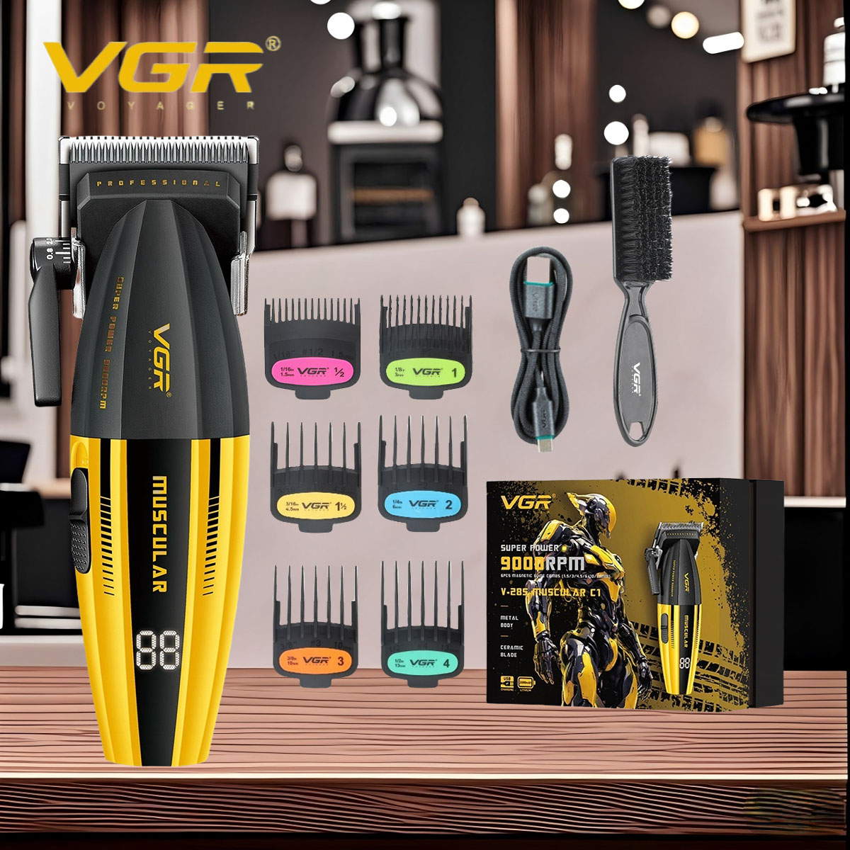 VGR Hair Clipper Hair Cutting Machine Barber Cordless Clippers Metal 9000 RPM Electric Hair Clippers for Men V-285