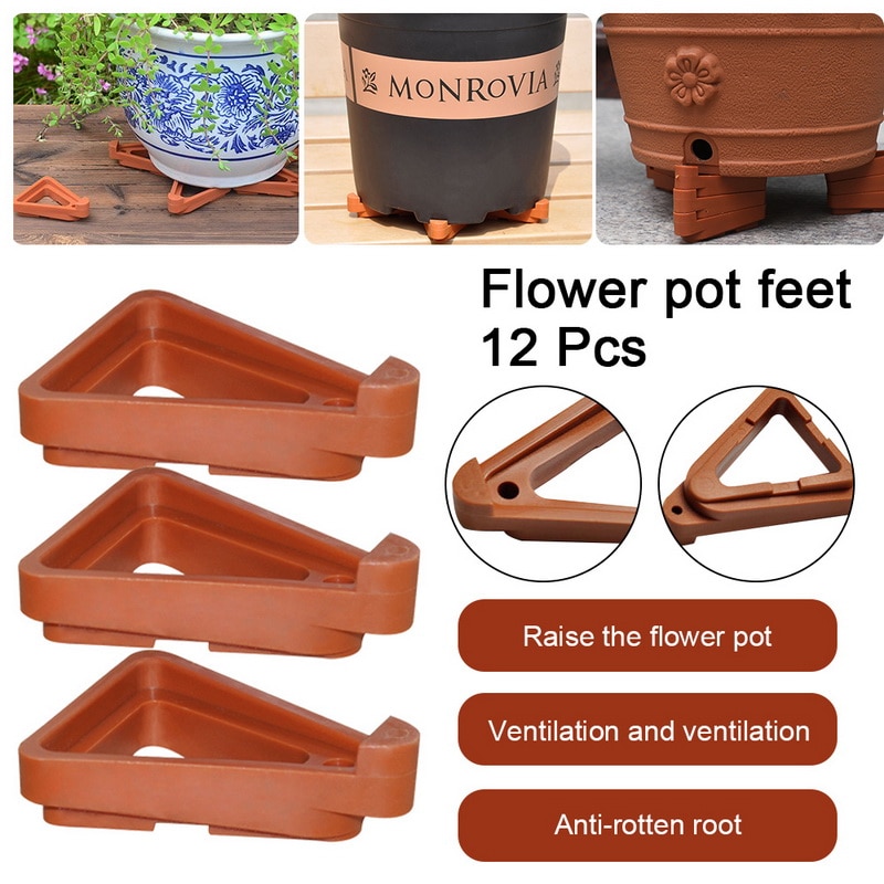 12 Pcs/Pack Garden Plant Ventilated Flower Pot Feet Stand Invisible Risers Toes Lifters Bonsai Display Support Indoor Outdoor