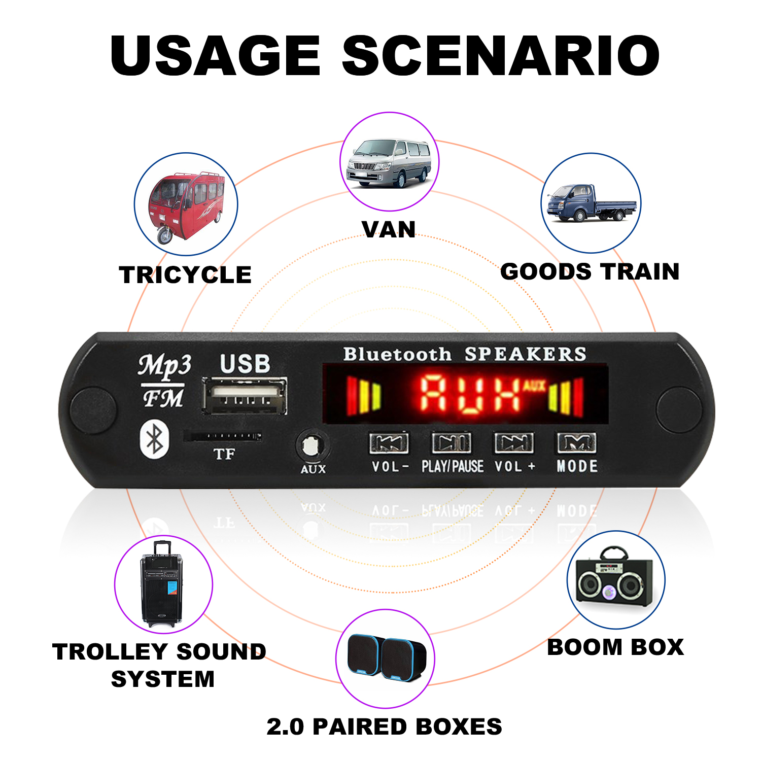60W 50W Verstärker Bluetooth 5.0 DIY MP3 WAV Decoder Board DC 12V Drahtlose Auto USB MP3 Player TF Karte Slot USB FM mit Mikrofon