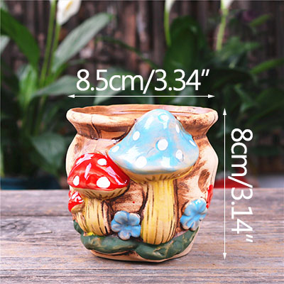 Strongwell Home Decoration Planter Mushroom Stoneware Succulent Flower Pot Living Room Decoration Planter Vintage Handicrafts: 4
