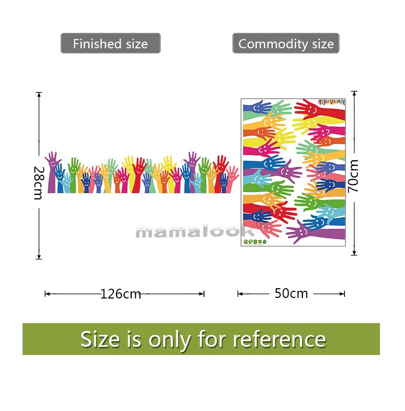 Back To school Wall Stickers for Kids Room Nursery Corner Decoration Colorful Pencil Palm Removable House Decor Vinyl Mural: 03