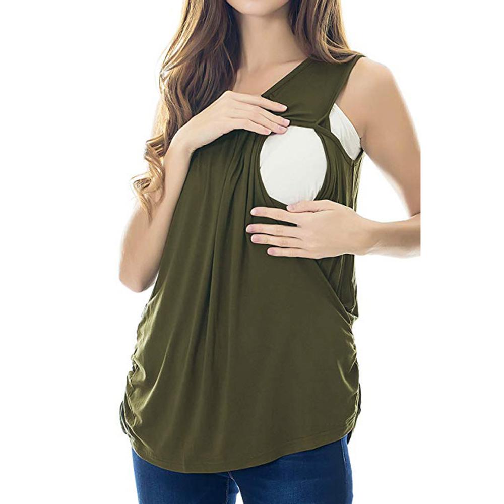 Camisas para mujeres embarazadas, chalecos de lactancia para mujeres, trajes cómodos para amamantar, tops y blusas para mujeres embarazadas: Verde militar / M