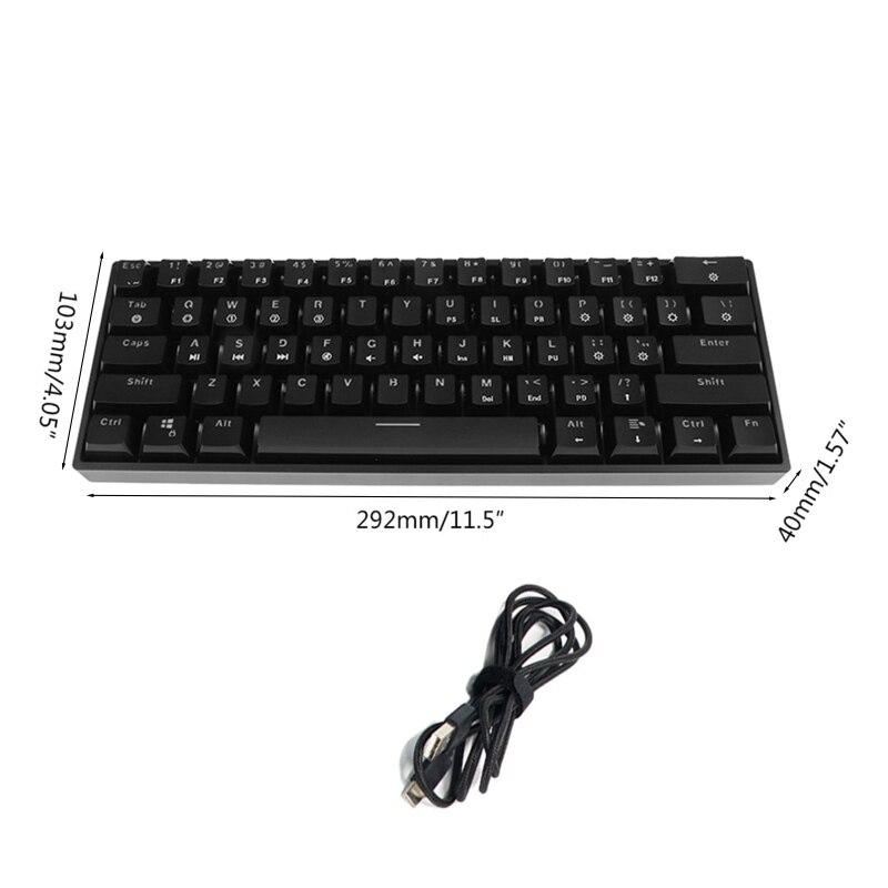 SK61-Teclado mecánico de 61 teclas con cable USB, Teclado mecánico de retroiluminado con LED ejes para juegos para escritorio