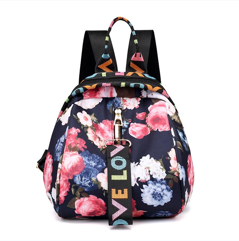 Color Ribbon Fun Printing Women Backpack Girl Travel Small Portable Bag Mini Lightweight Waterproof Knapsack: Rose