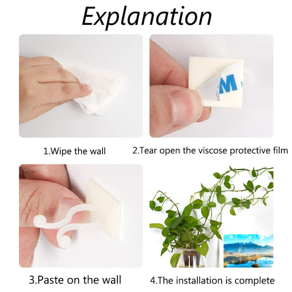 5pcs/lot Wall Climbing Fixer Green Plant Green Vine Climbing Wall Fixer Paste No Trace Hook Home Garden Balcony Decoration