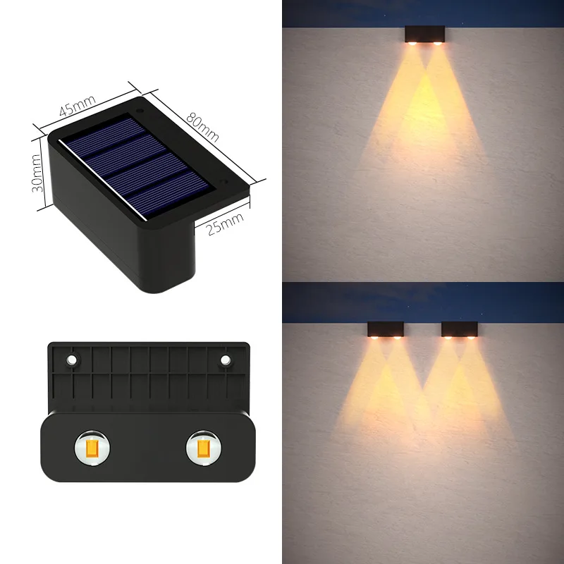 Solcelle Vegglampe Utendørs Vanntett Stegbelysning Hage Gjerde Dekorativ Gård Lampe