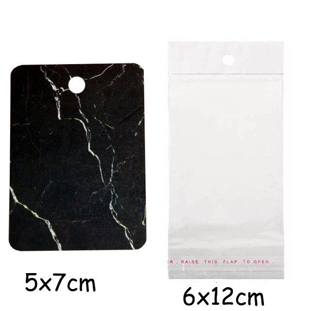 50pcs Paper Earring Display Cards with Self-Seal Bags Colorful Marbling DIY Handmade Packing Cards for Earring Stud Necklace: 09