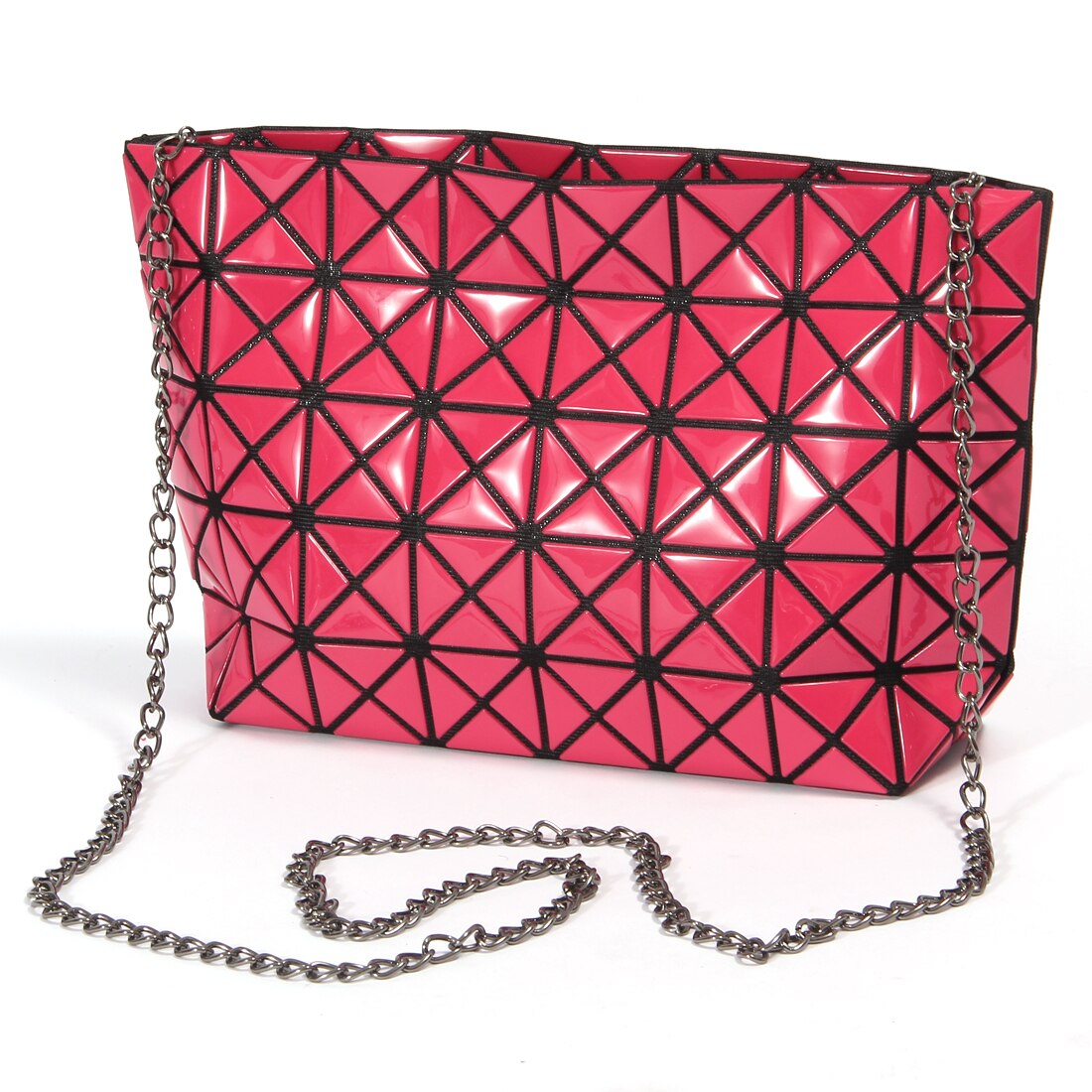 Crocrogo Frauen Mädchen Geldbörse Leucht Geometrische Schulter Taschen Multi Reflektierende Umhängetaschen BlingBling mit Ketten: 3114 Red