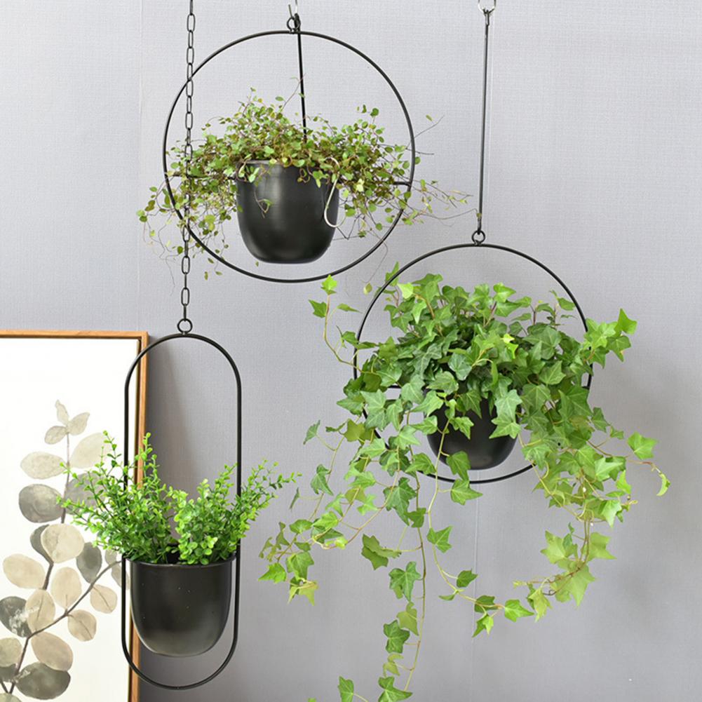 Succulent Hanging Planter  Sturdy Iron Detachable Chain Flower Hanging Pot for Garden 