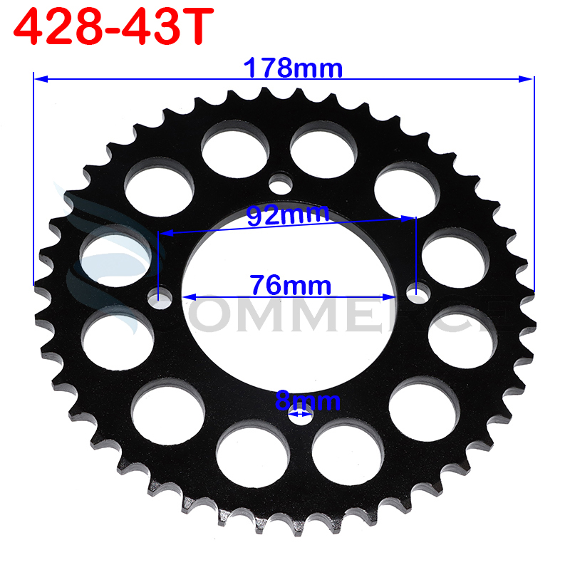 420/428 Chains 35T/37T/39T/41T/43T/45T/48T Motorcycle Chain Sprockets Rear Back Sprocket Cog For 110cc 125cc 140cc Dirt Pit Bike: 428-43T