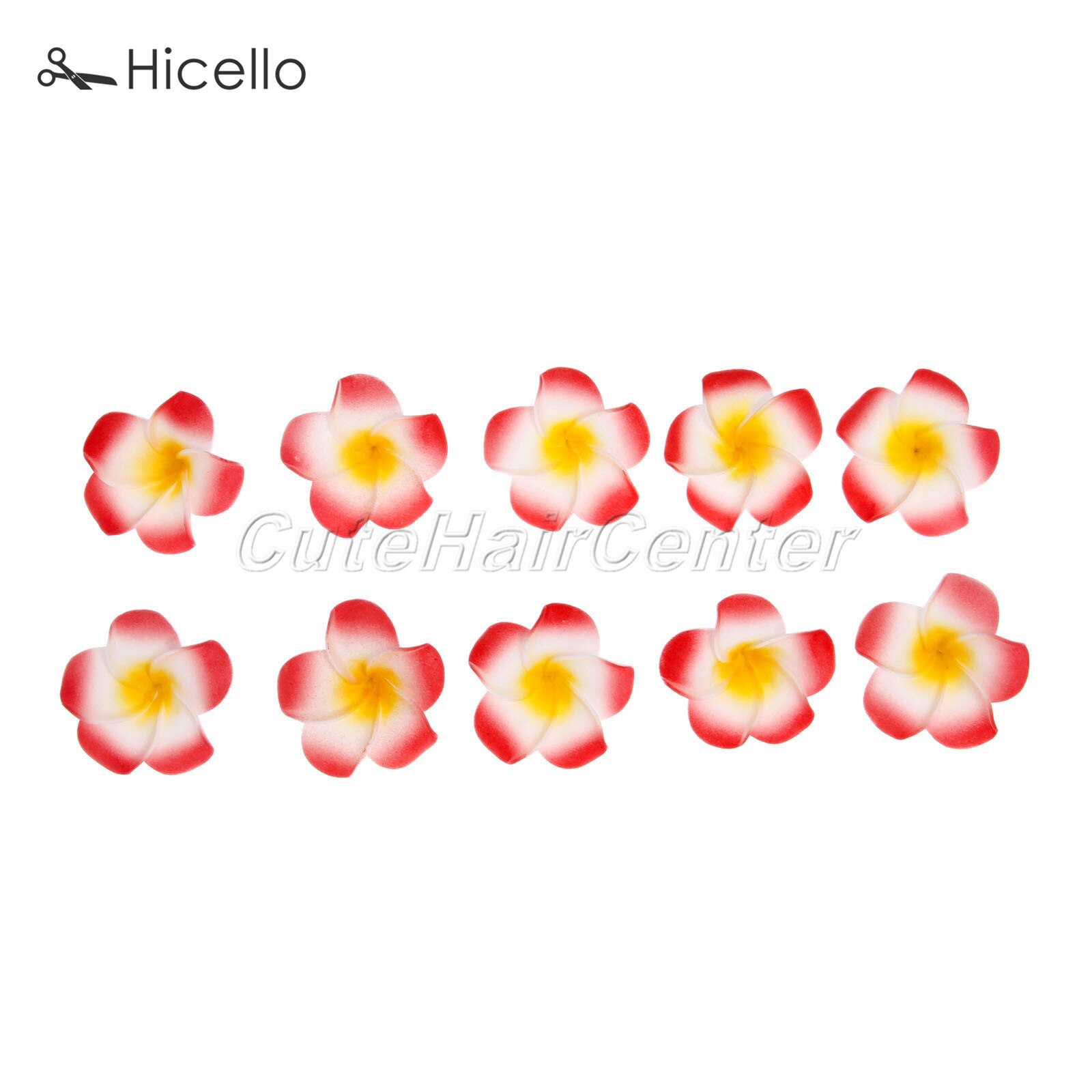50 stk/sæt 4cm frangipani plumeria hawaiianske blomster skum kunstig blomst hovedbeklædning dekoration bryllup fest forsyninger hicello: Rød
