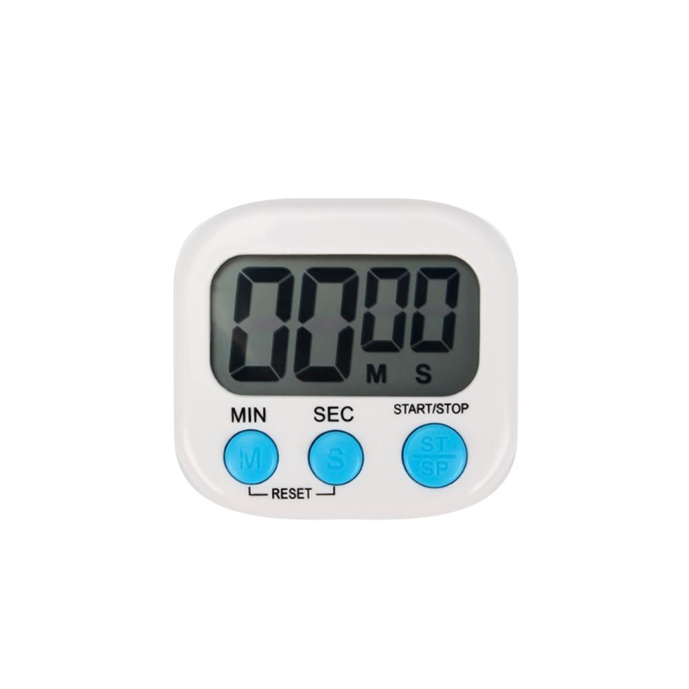 cooking timer LCD digital kitchen countdown timer clock, large screen positive negative timer with magnetic backup bracket: White