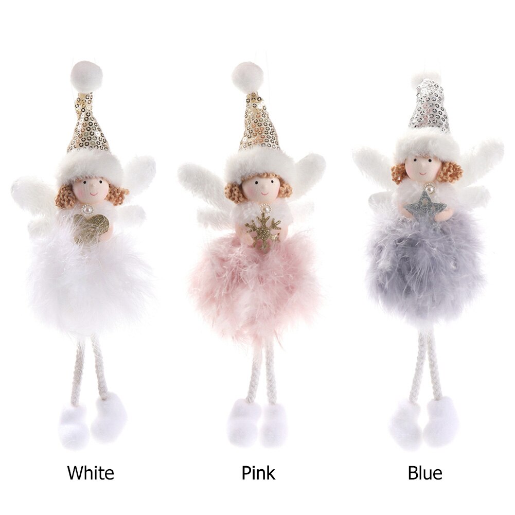 Christmas Feather Sequins Angel Doll Chrismas Tree Decoration Hanging Ornaments Atmosphere Decoration Props