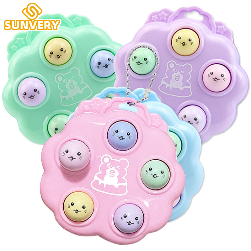 Novo kawaii brinquedos fidget whack um mole chaveiro simples ondulação fidget placa antiestresse portátil brinquedos de descompressão para crianças brinquedo de bolso leve