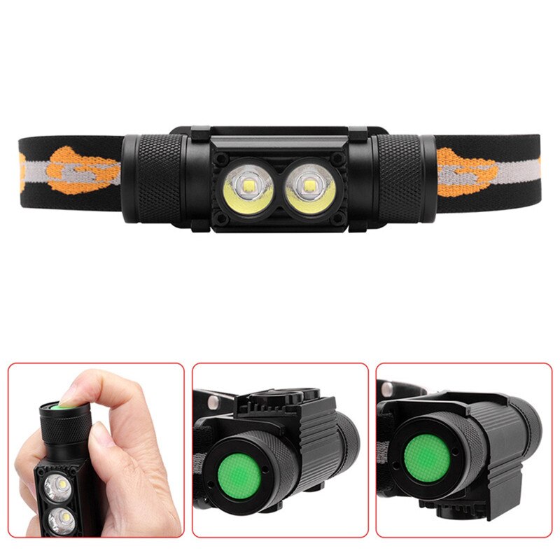 Aluminum Alloy USB Rechargeable Headlight Outdoor Camping Night Fishing Headlight