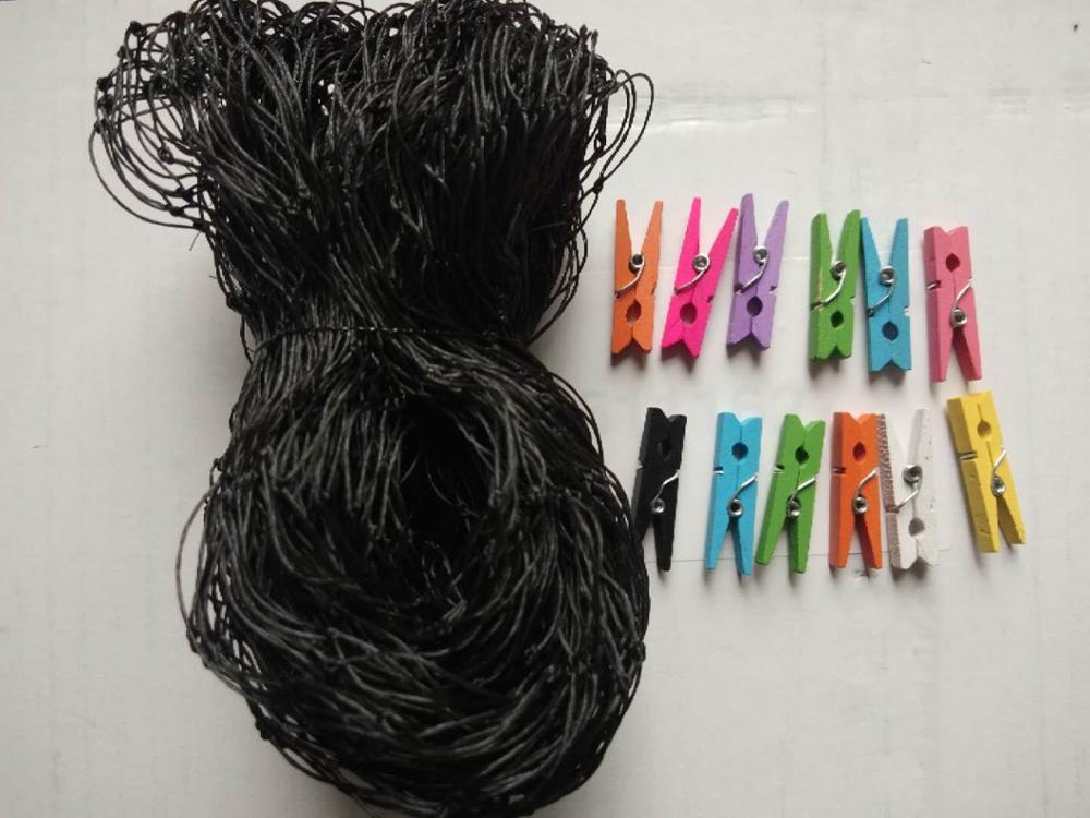 1M Visnet + Houten Klemmen Clip Creatieve Fotowand Festival Partij Decoratie, bar Winkel Decoratie Thuis Decoratie Hanger: Black