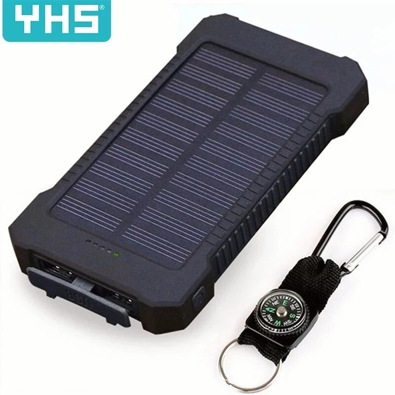 Top Solar Power Bank Waterproof 30000mAh Solar Charger 2 USB Ports External Charger Powerbank for Xiaomi MI iPhone 8 CD13