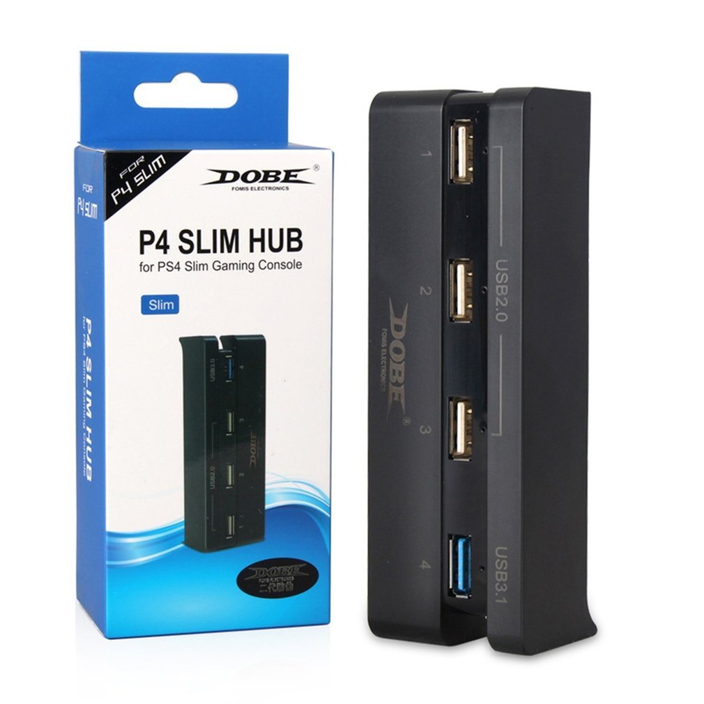 Super haute vitesse 4 en 1 USB Hub adapté pour Sony Playstation 4 mince PS4 mince Console noir contrôleur accessoire USB 2.0