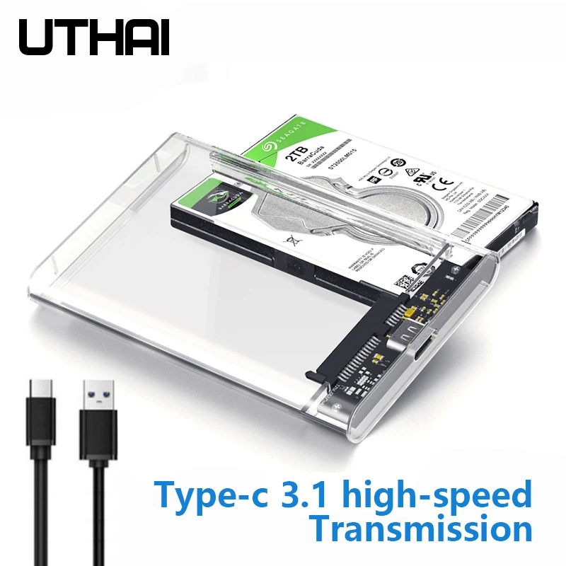 UTHAI TM05 Typ-C Transparente Box HDD Gehäuse 3.1 Notebook 2,5 Zoll SSD Solid State Mechanische Mobile Festplatte Box USB3.1