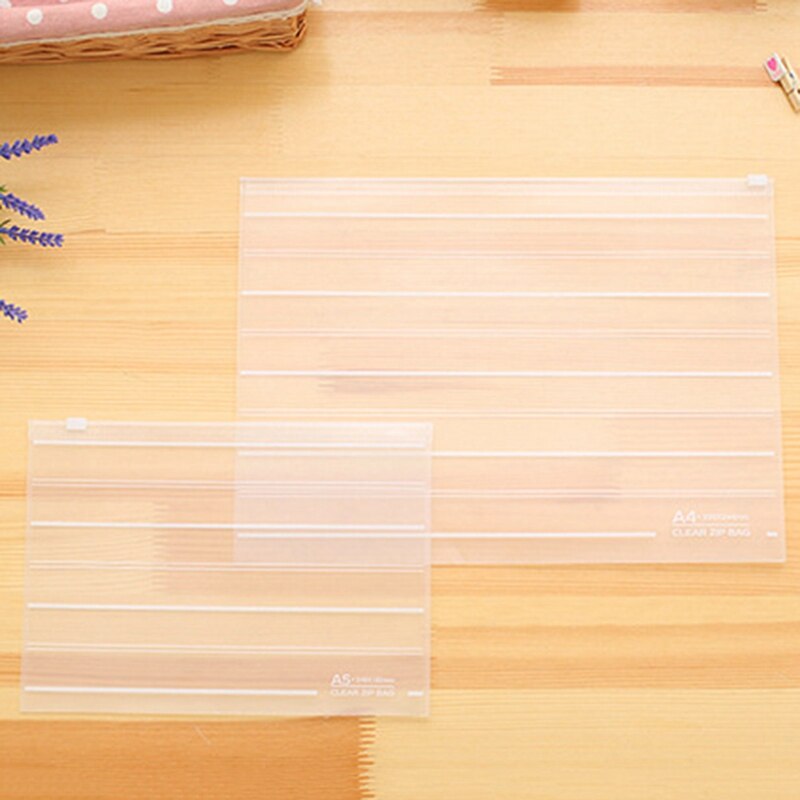 Transparent Frosted File Bag Pencil Bags Pocket Paper Bag Environment-friendly Pull Chain Receiving Bag Office File Folder