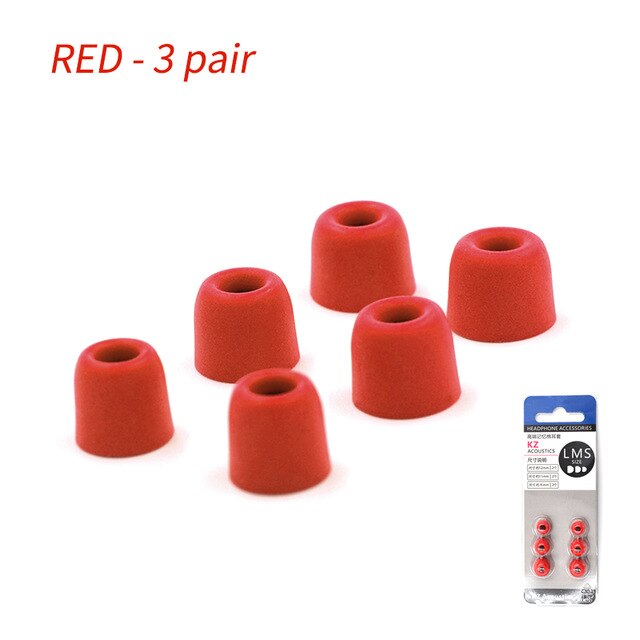 Kz originalminne skumbrus isolerande sköna öronsnäckor öronkuddar öronsnäckor in-ear hörlurar för zsx  zs10 pro  s1 e10 t1 zst x: Röd 3 par