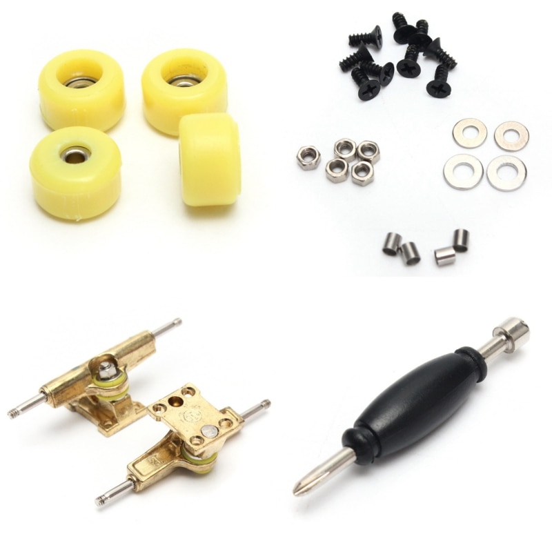 Træ fingerboard finger skateboard træ fingerboard bærende hjul skum tape sæt til børn