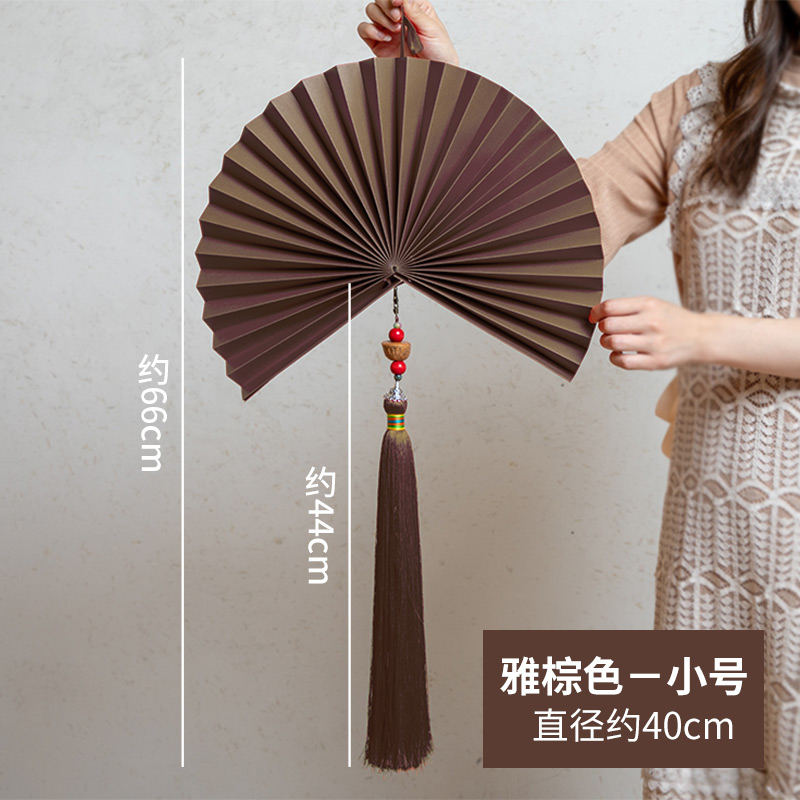 Chinese Style Folding Fan Wall Hanging Craft Fan Hanging Fan Living Room Decoration Wall Decoration Pendant: Brown Diameter 40cm