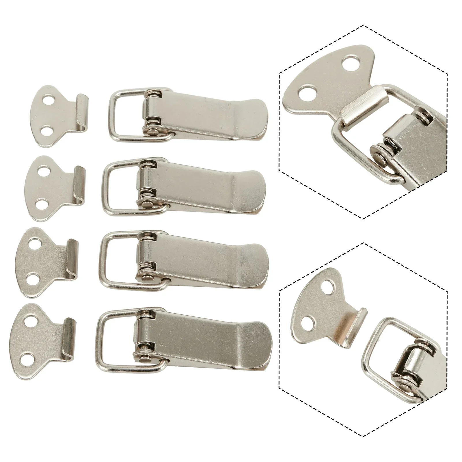 4pcs Latch Catch Stainless Steel Cabinet Boxes Handle Toggle Lock Clamp Hasp Door Hardware For Home Improvement