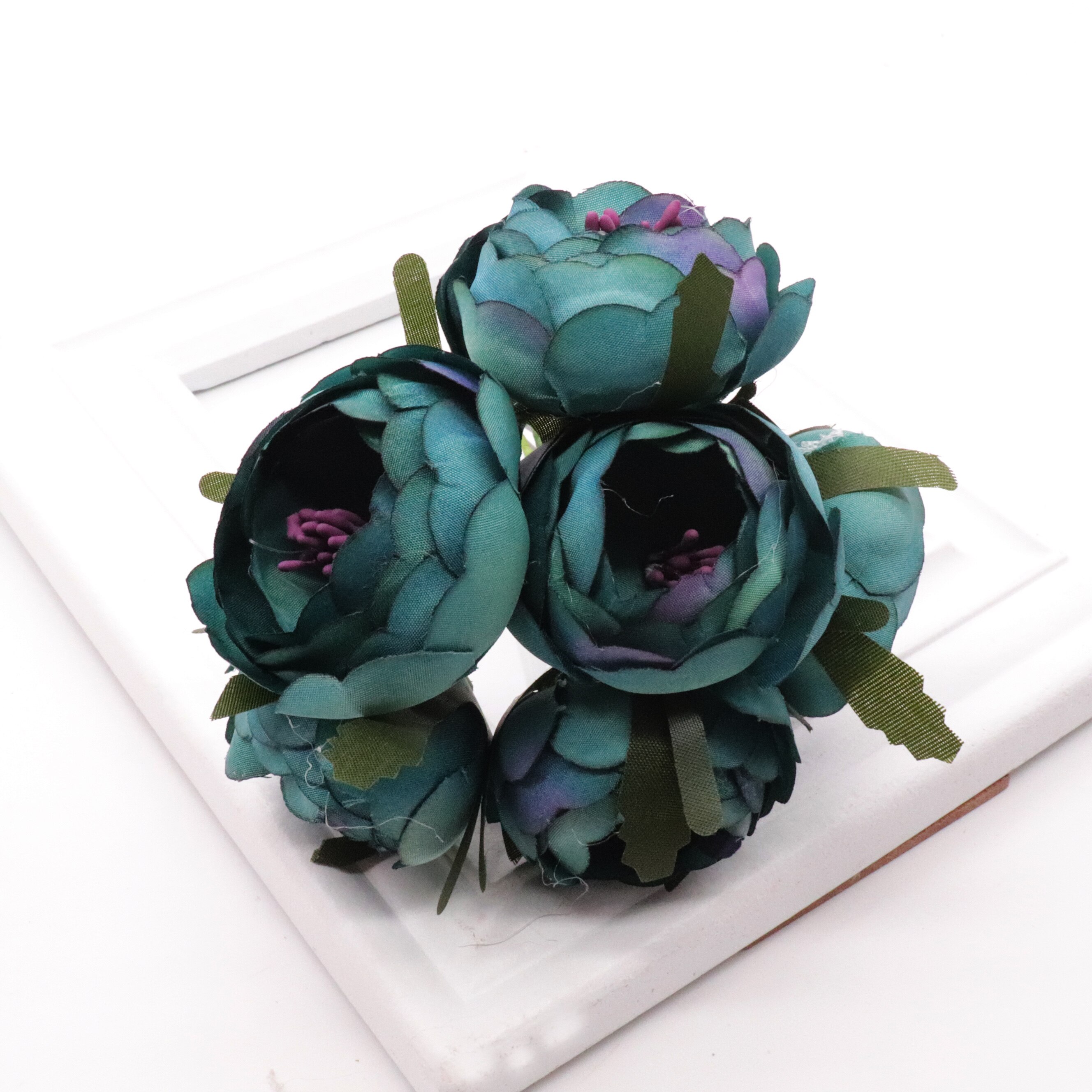6 st/lot konstgjord ros sidenblomma pionblommor bröllopsbukett bröllop brudinredning rosblommor för gör-det-själv scrapbooking