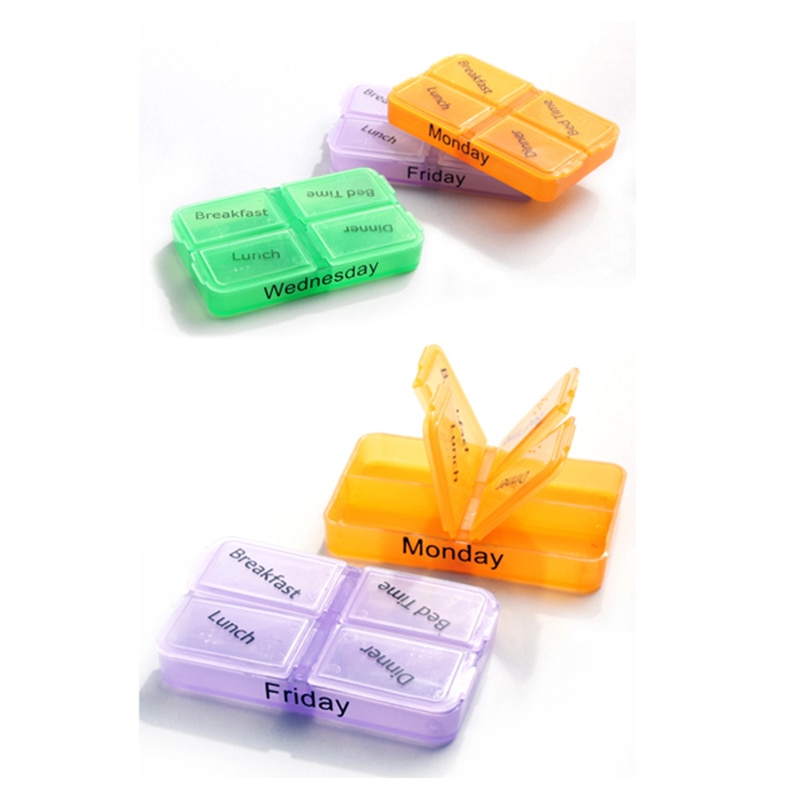 7 dages pilleæske 28 gitter pilleæske tabletter beholder ugentlig pilleæske tablet sortering medicin dispenser opbevaringsæske pille arrangør