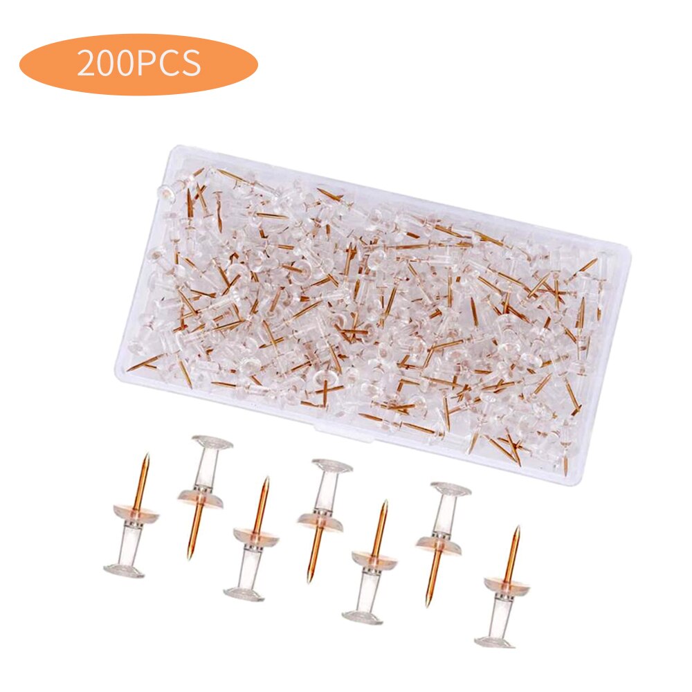 Dia 0.8cm 200pcs Plastic Tacks Push Pins Assorted Making Thumb Tacks Cork Board Office School Stationery Supplies: Rose Gold