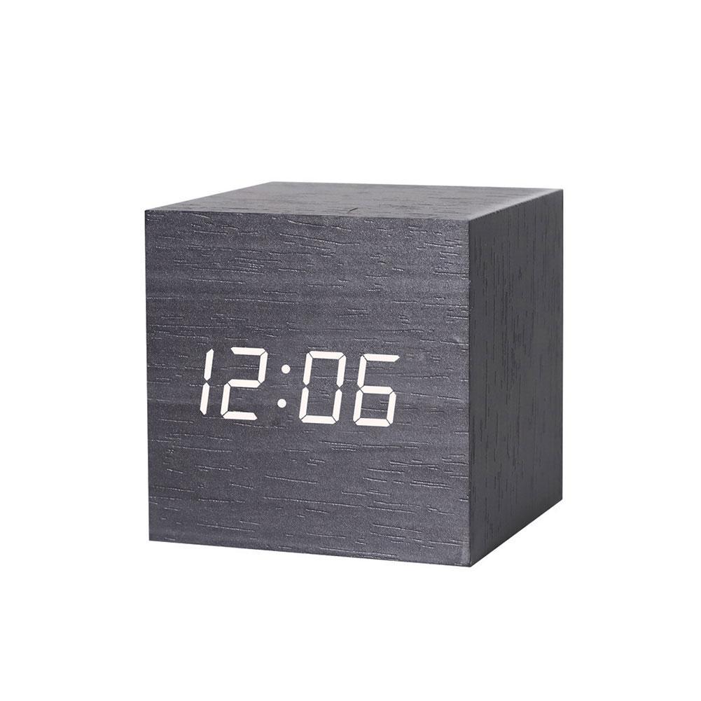 Alarm Clock LED Wooden Watch Table Voice Control Digital Wood Despertador USB/AAA Powered Electronic Desktop Clocks: I