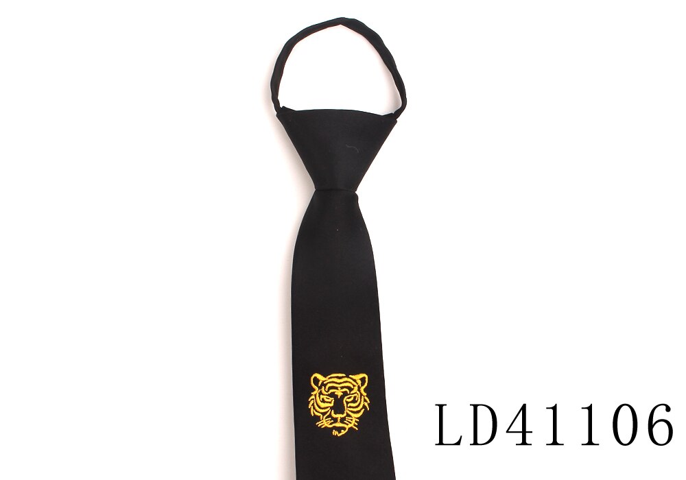 Cravates noires brodées pour hommes et femmes, cravates décontractées simples pour garçons et filles, costumes d'étudiants, cravate mince à fermeture éclair: LD41106