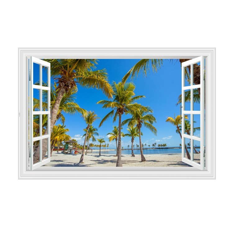 3D stickers Mediterranean blue false window scenery bedroom living room hotel decoration wall stickers: B
